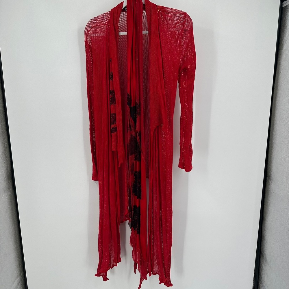 Art of Cloth Womens Lagenlook Boho Crochet Vest Sz M Matching Scarf Avant Garde